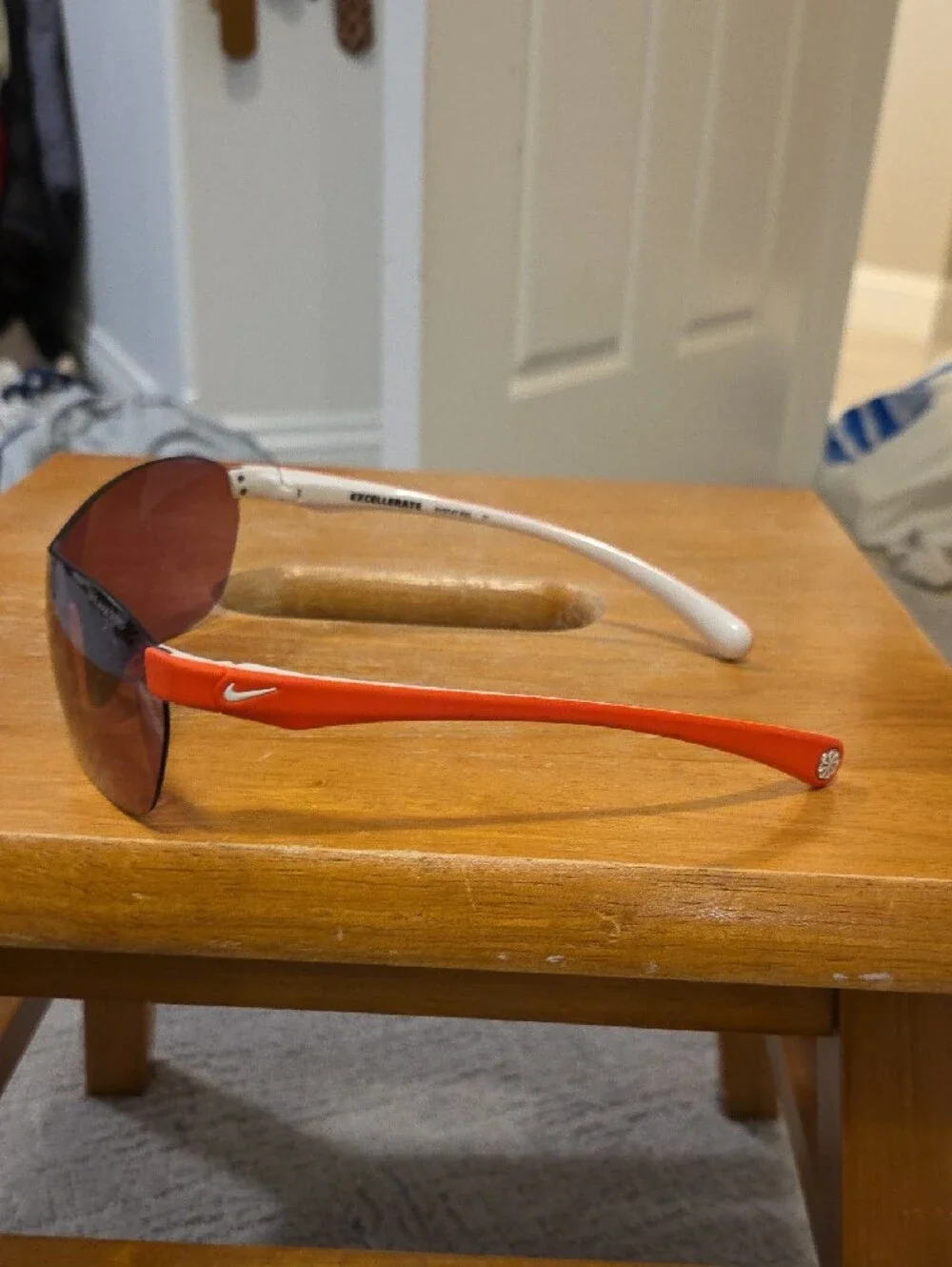 Nike White Temple Sports Shield Sunglasses with Tinted Lens